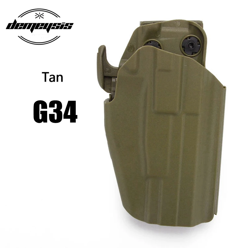 Тактический Быстрый набор для удаления страйкбола, для правой руки, ремень, кобура, пояс в Военном Стиле, кобура для пистолета Glock H& K SIG S& W M& P - Цвет: G34 tan