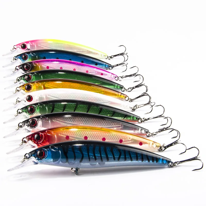 

10pcs/lot 11cm 13.5g Fishing Lure Minnow Wobblers Isca Artificial Baits with 3D Eyes Sinking Trout Lures Fishing Tackle