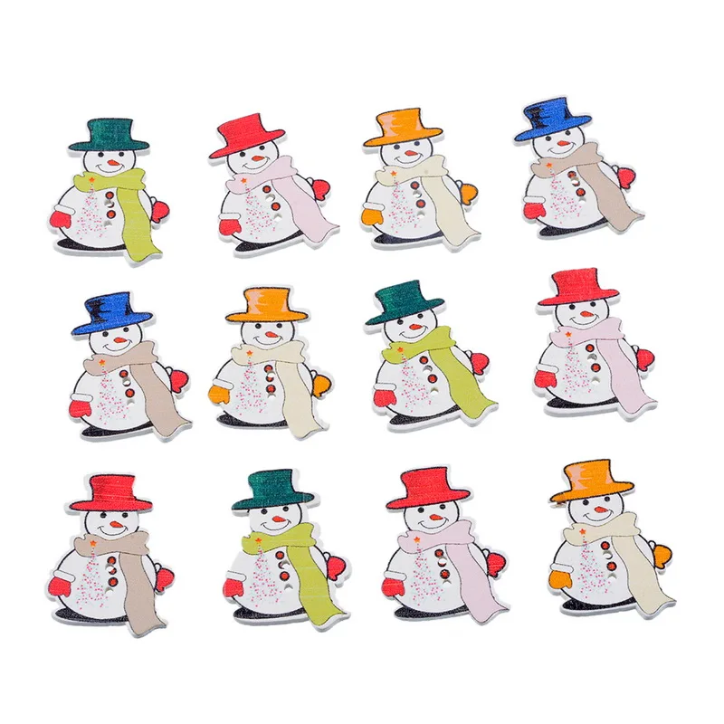 MJARTORIA 100PCs Wooden Buttons Cute Snowman For Handmade Jewelry Fit Christmas Decprations DIY Accessories | Украшения и