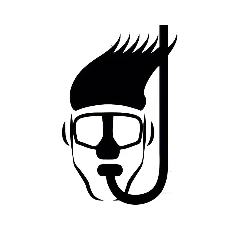 9.8cm*15.2cm Snorkel Head Diving Funny Fashion Car Stickers Black