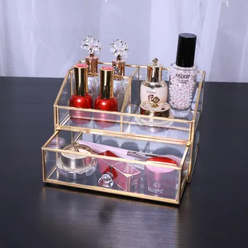 

Net red glass nail cosmetics receipt box dresser transparent cosmetics box skin care desktop dust-proof container CC04