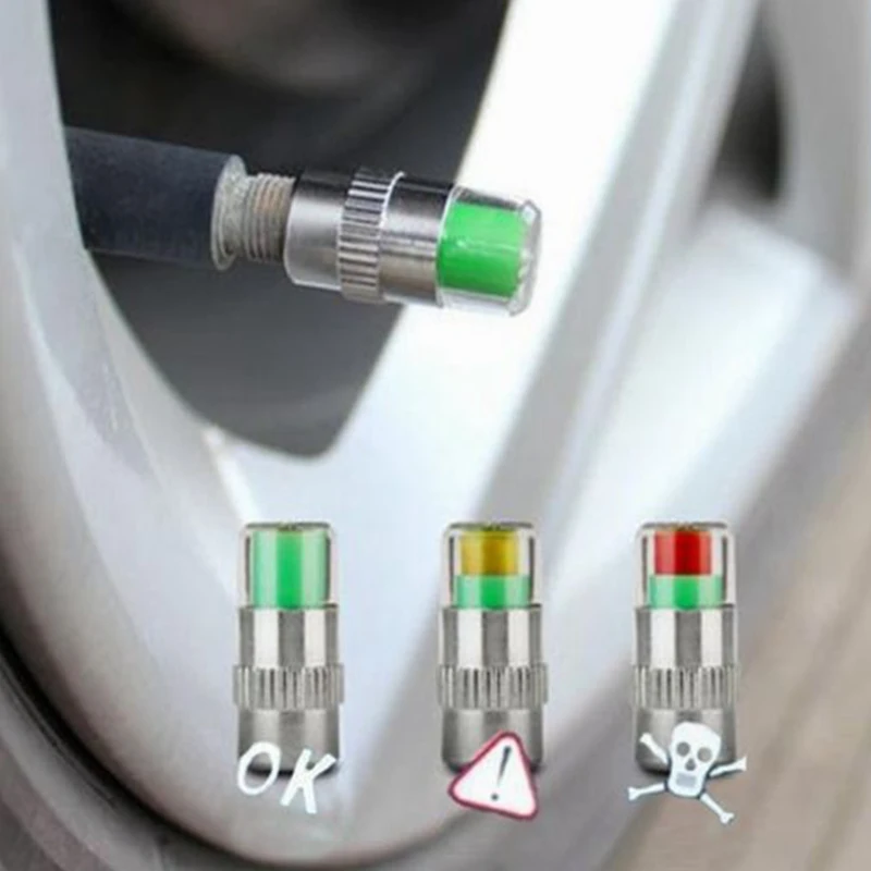 

4PCS/SET Car Auto Tire Pressure Monitor Valve Stem Caps Cover Sensor Indicator Eye Alert Tyre Air Gauge Warning Diagnostic