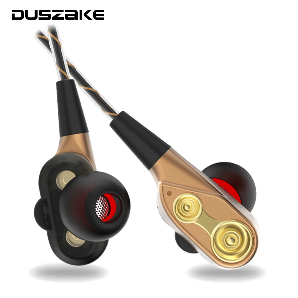 DUSZAKE DZ2 стерео бас наушники для телефона спортивные наушники для Xiaomi двойной драйвер проводные наушники для телефона наушники для samsung