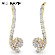 Алмазные обручальные клипсы, Твердые 14 K 585 из золота двух цветов цветок серии серьги натуральный настоящий алмаз цветочные свадебные серьги