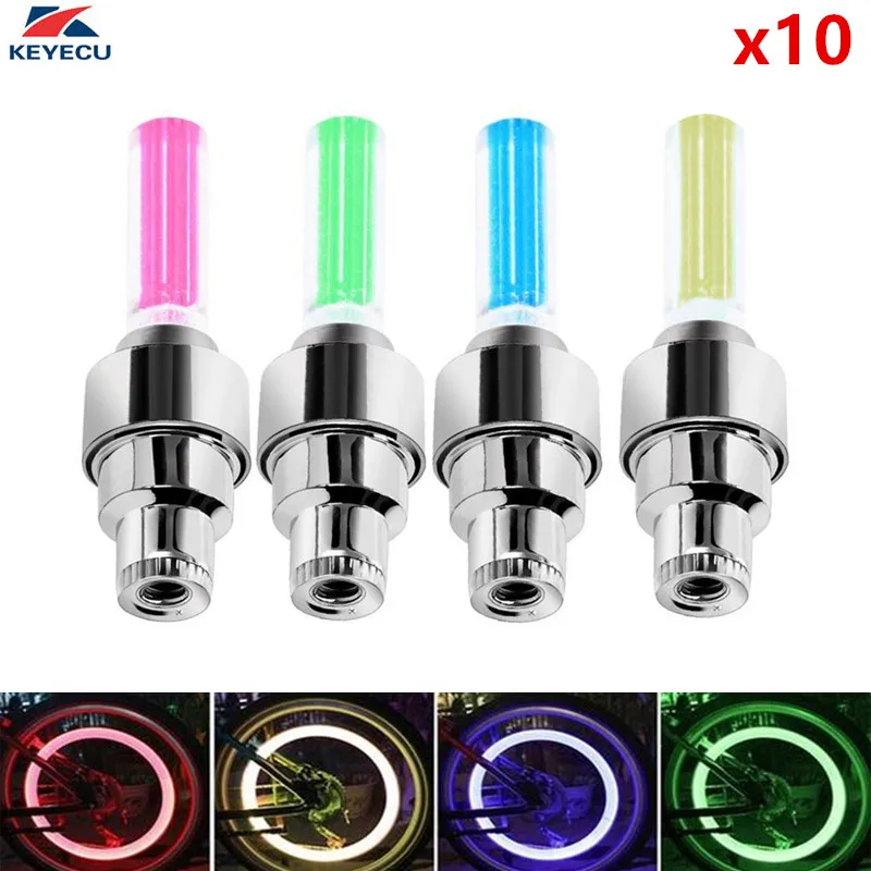 KEYECU 10x Blue/Green/Yellow/Puple LED Flash Tyre Wheel Valve Cap Light for Car Bike bicycle Motorcycle Tire | Автомобили и