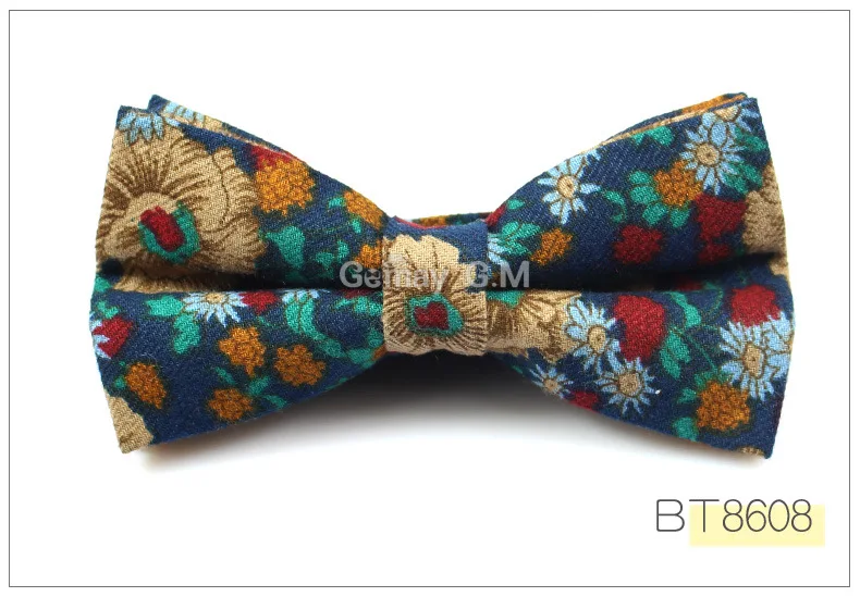 Британский стиль Винтаж цветок печати лук галстук Жених Свадьба Gravata Тонкий цветочный тощий галстук-бабочка галстук партия бабочкой