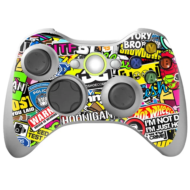 Cheap 2pcs hot sell forxbox 360 and xbox 360 slim skin, for xbox 360 and xbox 360 slim vinyl controller vinyl skin sticker new design