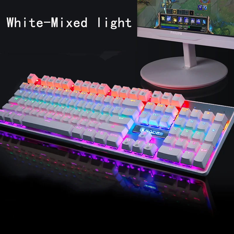 SADES настоящая механическая клавиатура подсветка RGB светодиодная клавиатура для геймеров 104 ключ проводная USB механическая клавиатура игровой офис