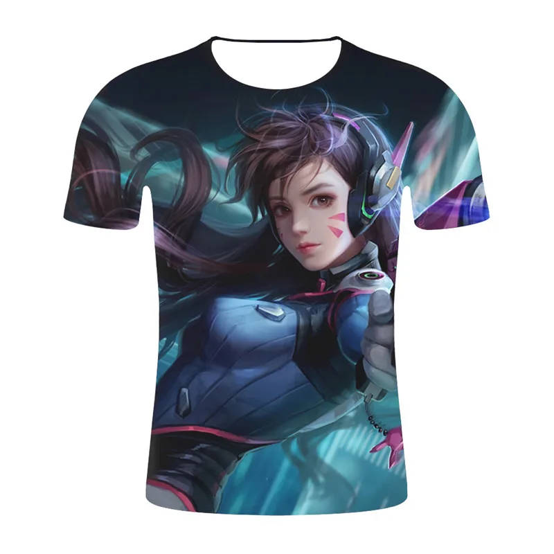 

2019 Summer T-shirt Overwatches figure cosplay costume tshirt tee shirts Loose Fit Casual OW Dva Genji Mercy 3d Halloween t-shir