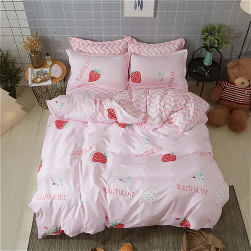 Pink Leopard Print Cotton Bedding Sets women Bed Set Duvet Cover Bed Sheet Cover Set pillow case Southeast Asian style