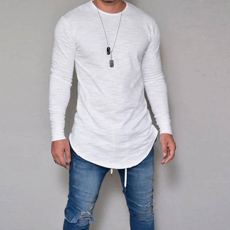 Fashion Men's Slim Fit O Neck Long Sleeve Muscle Tee T-shirt Casual Tops Blouse