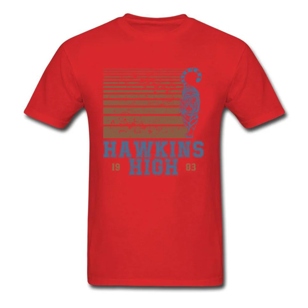 Unique Tshirts Crazy Short Sleeve Special Round Collar 100% Cotton Fabric Tops & Tees Casual Tees for Male ostern Day Hawkins High school class of 1983 red