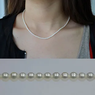 Eternal wedding Women Gift word 925 Sterling real natural big 3-4mm small pearl necklace very 42-44CM Luxury Ms. girl Wedding | Украшения и