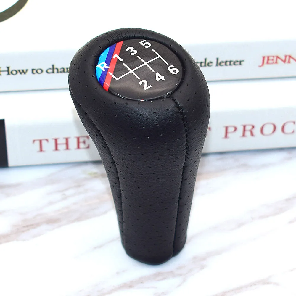 Sports Real Leather Gear Shift Knob 5 6 Speed For BMW 1 3 5 6 Series E30 E32 E34 E36 E38 E39 E46 E53 E60 E63 E83 E84 E87 E90 E91 - Название цвета: 6 Speed-K03