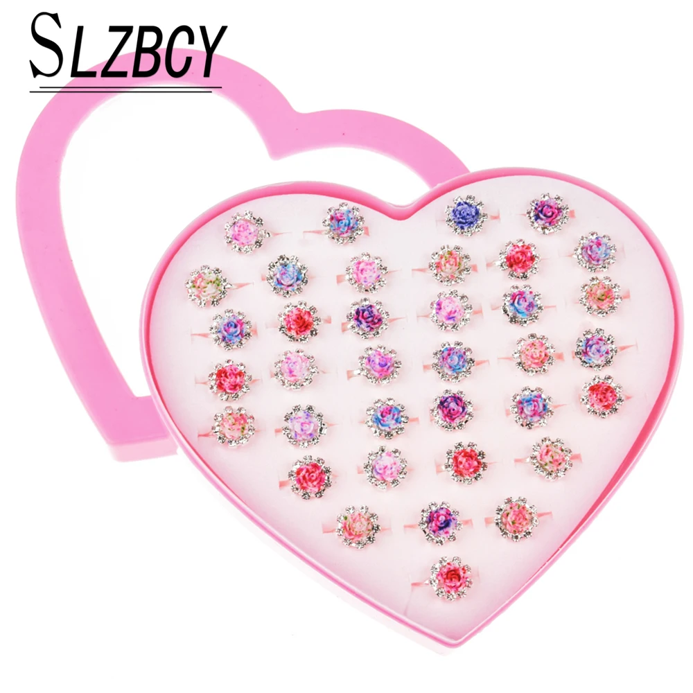 

36 pcs/set Colorful Flower Rhinestone Finger Rings Set For Women Mixed Color Resin Adjustable Knuckle Ring Fashion Bride Jewelry