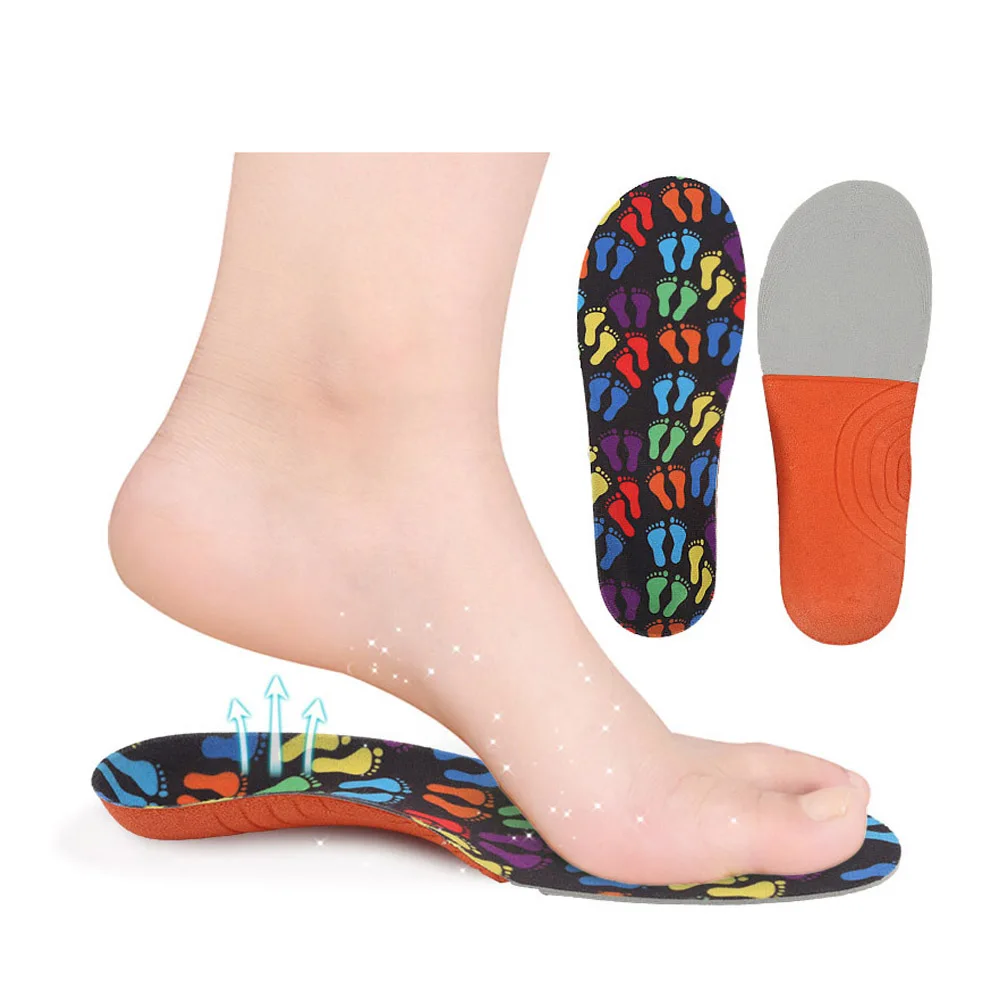 Kids arch support black orthopedic insoles children boys and girls foot