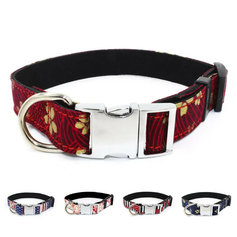 

Printed Dog Collar Heavy Duty Metal Buckle Pet Dog Collar for Small Medium Large Dogs 2018 New Soft Cloth Padded Dog Collar