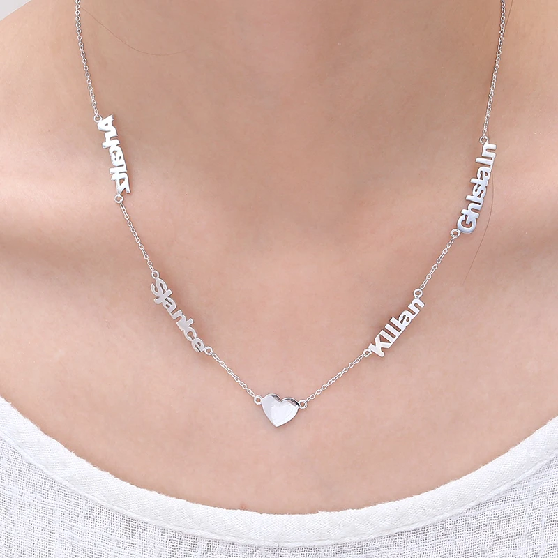 L11 925 Silver Custom Three Names Necklace Statement Personalized Choker For Women Necklace Customized Jewelry Family Gift  (3)