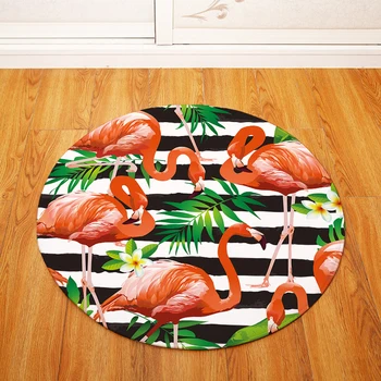 

Round Carpets for Living Room Flamingo Pattern Printed Parlor Bedroom Chair Rugs Toilet Bath Decorate Non-slip Door Mat