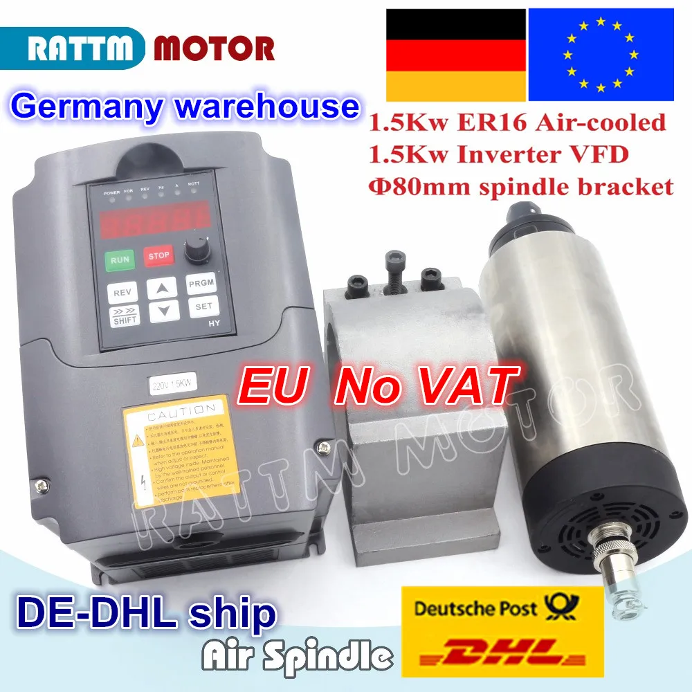 Online Motor DE husillo refrigerado por aire DE 1.5KW ER16, inversor VFD DE 80x200mm y 1.5KW VFD DE 220V y 80mm DE aluminio para la molienda del enrutador CNC