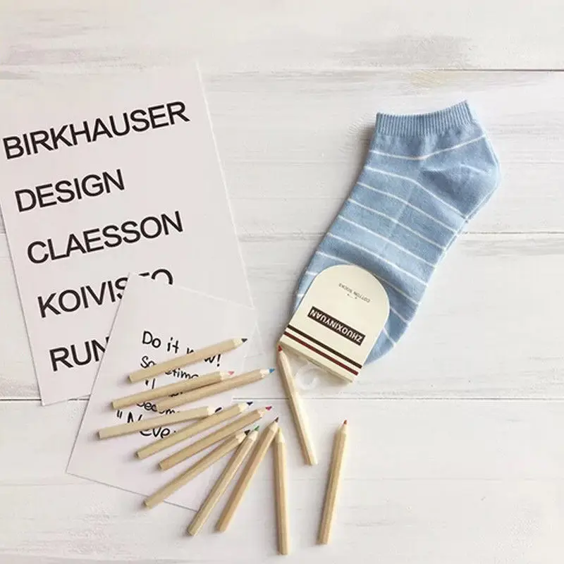 5/10 Pairs Of Socks Set Women Cotton Ankle Socks Girls Athletic Low-Cut Striped Short Socks