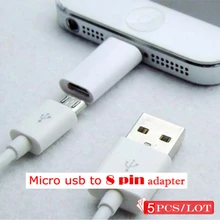 5 шт. Micro USB кабель Женский адаптер для 8 Pin адаптер конвертер зарядное устройство для iPhone 6 7 8 6S 5 5S 5C SE X ipad Android до 8 Pin