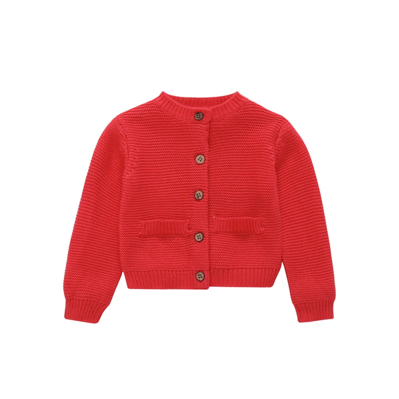 2018 autumn winter baby clothes o-neck long sleeve knit sweater cardigan pocket red pink little boy girl Outerwear coat tops