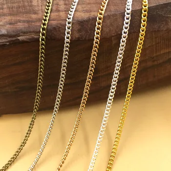 

1.5mm Jewelry DIY Link Chain 5 Colors Finish Metal Curb Chain Necklace Jewelry Findings in Bulk Connector 100 Meters
