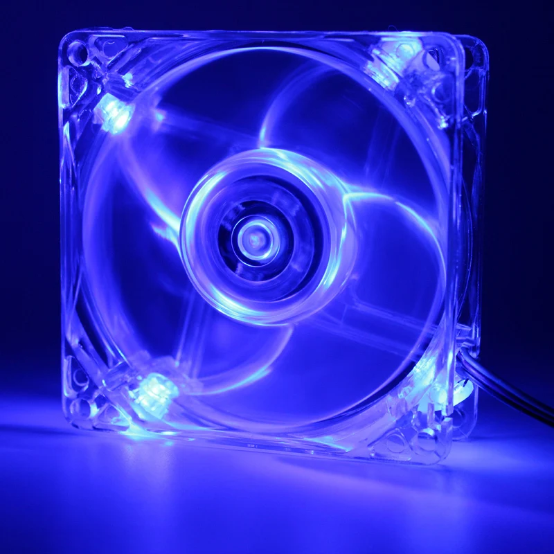 Ordinateur 80mm, 8 cm LED ordinateur de bureau boîtier ventilateur de refroidissement transparent, connecteur 3 broches et 4 broches, avec vis, silencieux