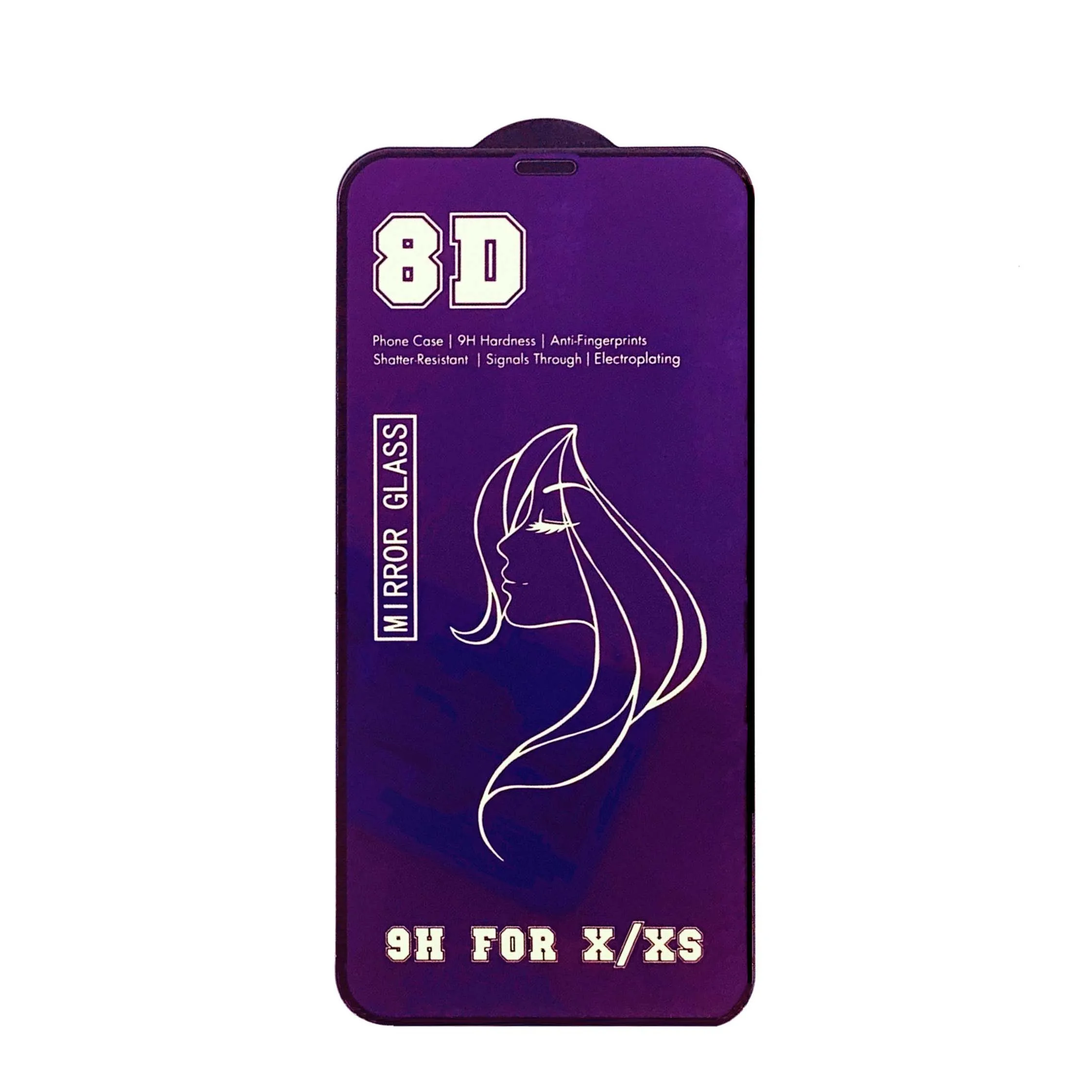 purple red Покрытие 8D закаленное Стекло для iPhone 6, 6 S, 7, 8plus X XS Max цветной, отражающий зеркало с уровнем твердости 9 H для Защитная пленка для iPhone кожного покрова - Цвет: purple red