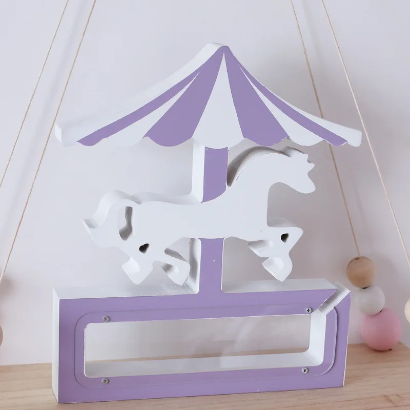 Baby Wooden Animal Cute Horse Piggy Bank Toy Saving Coin Money Banking Toys Box Kids Great Gift