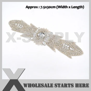 

LONG Diamante Beaded Crystal Rhinestone Applique For Bridal Wedding Decoration Accessories Sash Belt