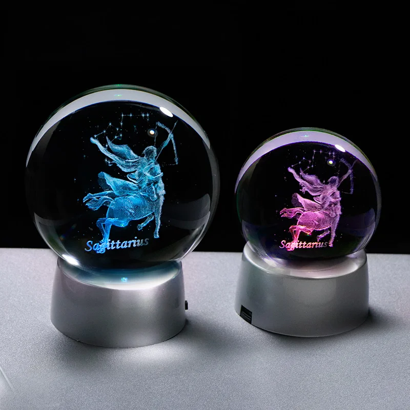 Знаки зодиака Стрелец Кристалл 3D шар ручной работы для дома декоративные светодиодные фонари фантастический стеклянный шар сувениры Созвездие