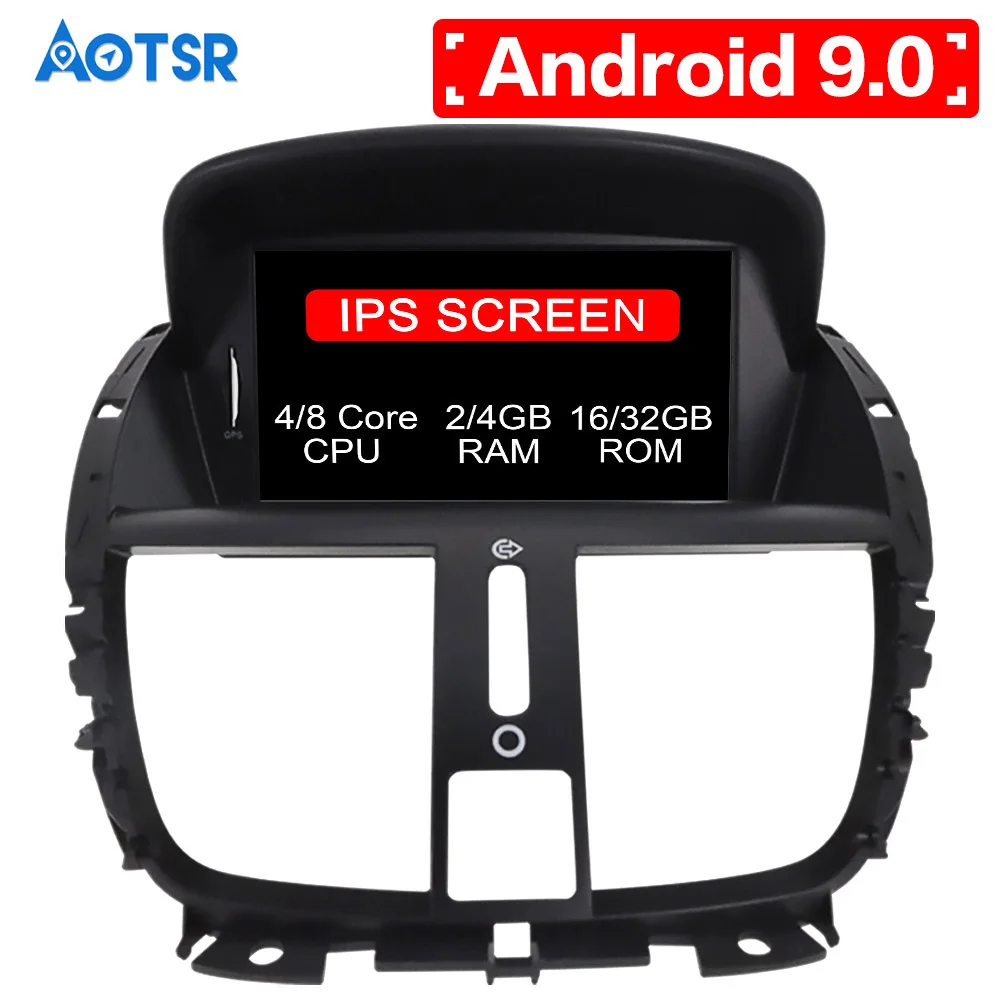 Cheap Germany stock Android 9.0 64GB Car dvd player for Peugeot 207 2007-2014 GPS Navigation Radio Stereo Multimedia Free Map Camera 3
