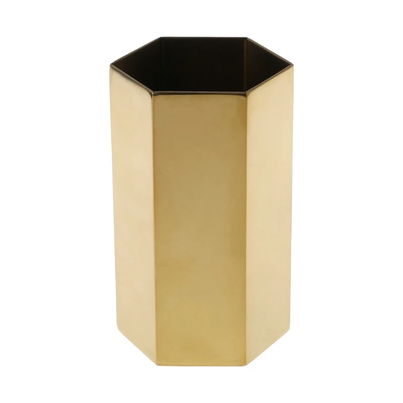

Golden Hexagon Pen Pencil Pot Holder Container Organizer Vase Stationery Gift