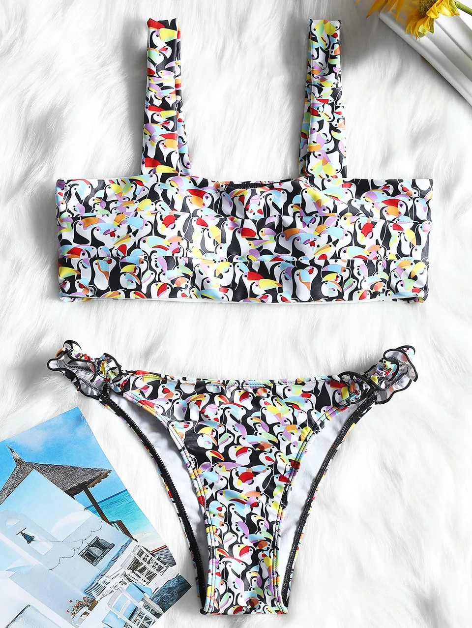 Bandeau flamingo bikini (5)