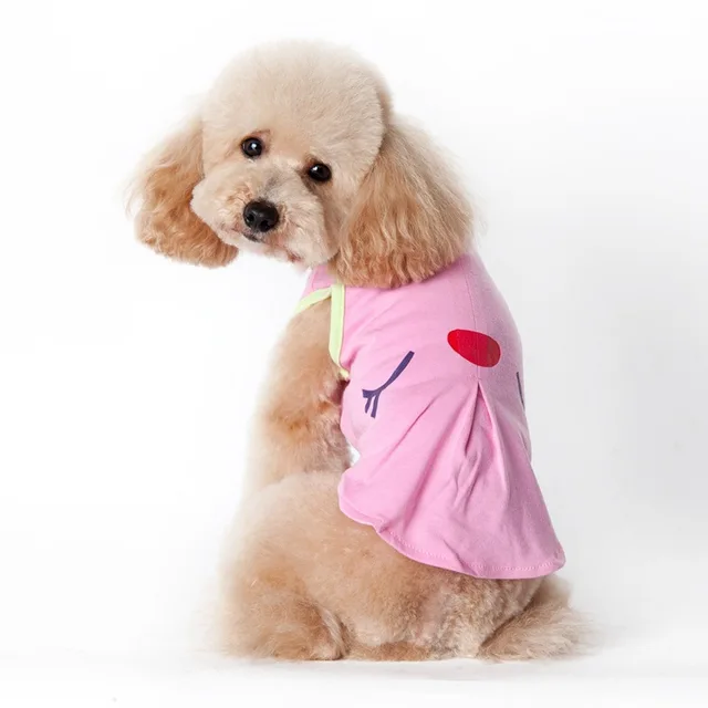 Upgrade your pets wardrobe with the Cute Spring/Summer Pink Green Dog Vests Fashion Sleeping Face Shirt