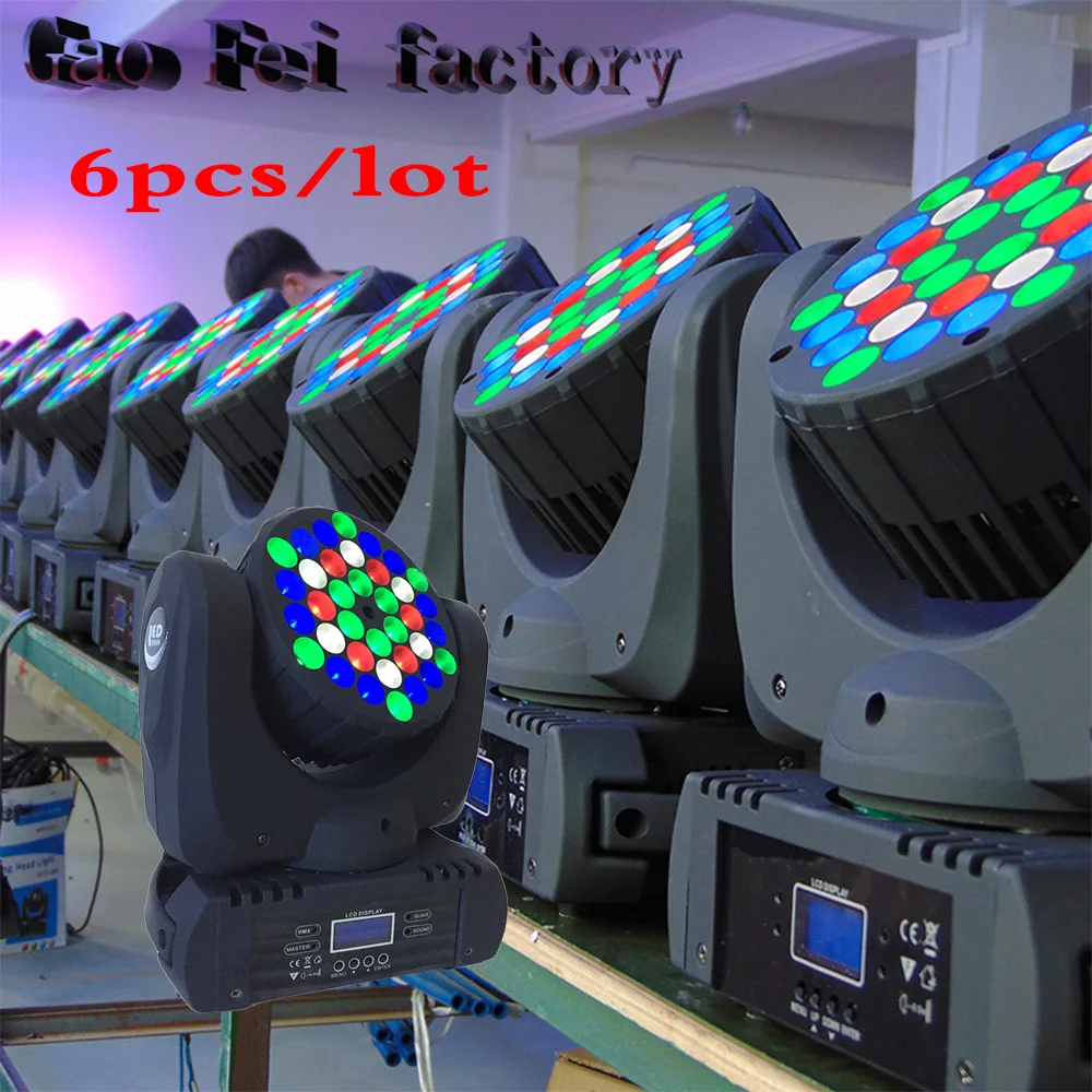 

6pcs/lot 36x3W LED Beam Moving Head Light CREE RGBW LED Beam Moving Head For Professional Stage Dj Light