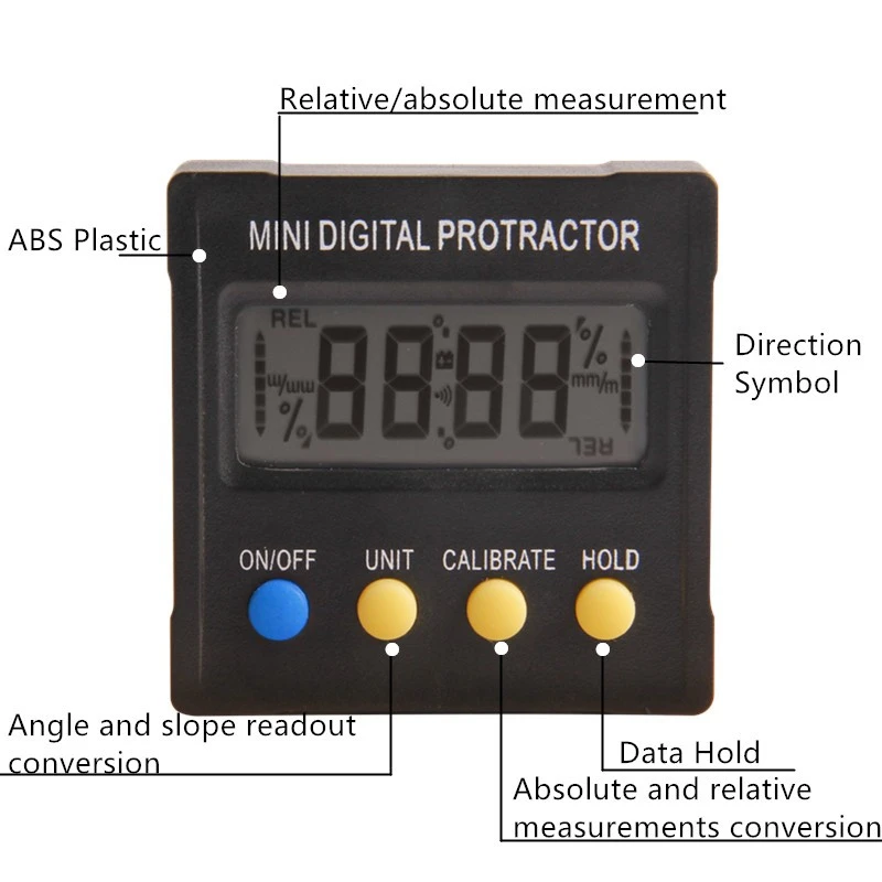 Цифровой транспортир Инклинометр 360 градусов ЖК-дисплей Клинометр угол манометр электронный уровень коробка магнитное основание измерительные инструменты