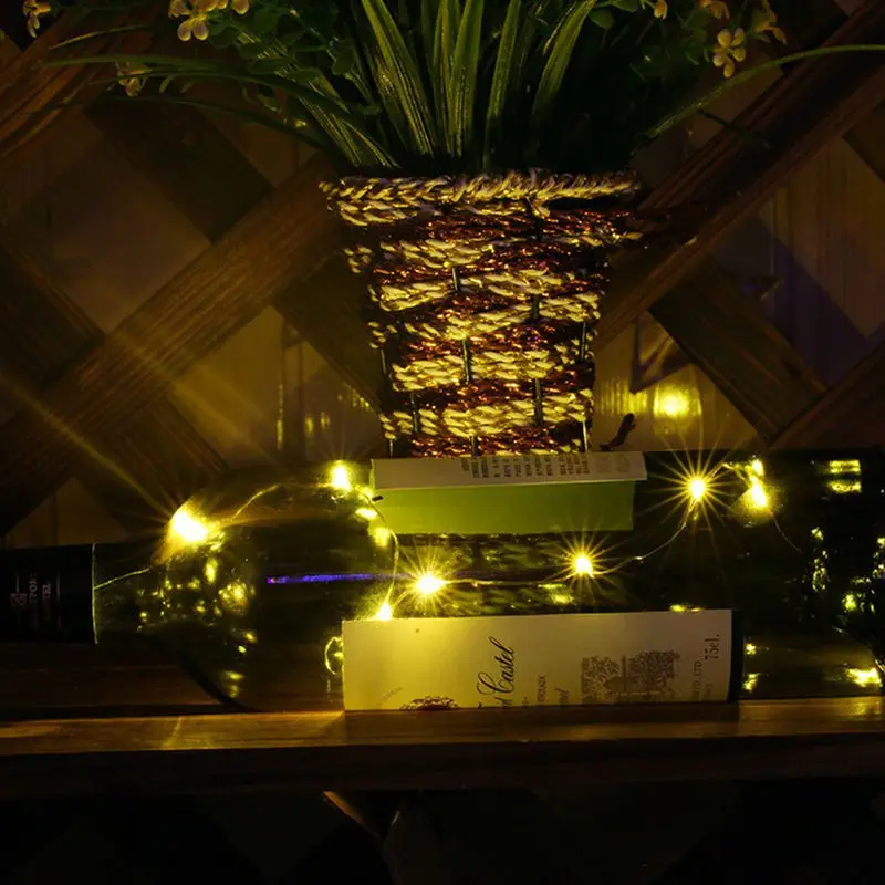 Светодиодный светильник-гирлянда s 2 м 5 м 10 м рисовая серебряная проволока гирлянда винная Бутылка пробка Рождественская Свадебная вечеринка украшение 5 В батарея USB светильник