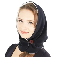 Outdoor Winter Warm double color Hat For Women Thick Double Full Face Mask Winter Neck Solid Plus cap hooded scarf with button