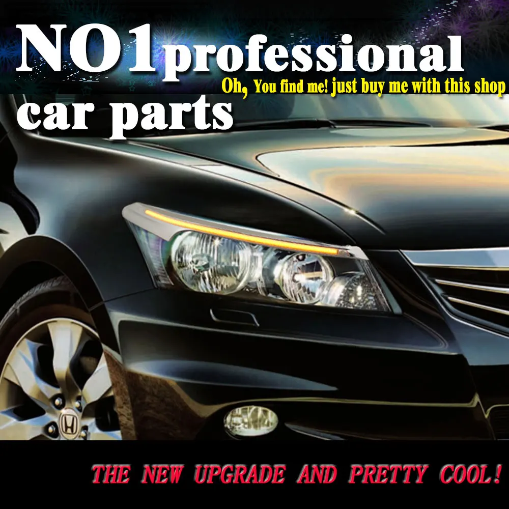 

OUMIAO Styling 9600Lm For 2008-2013 Honda Accord 8 Car Headlight Angel Eyes LED Eyebrow Daytime Running Light Yellow signal