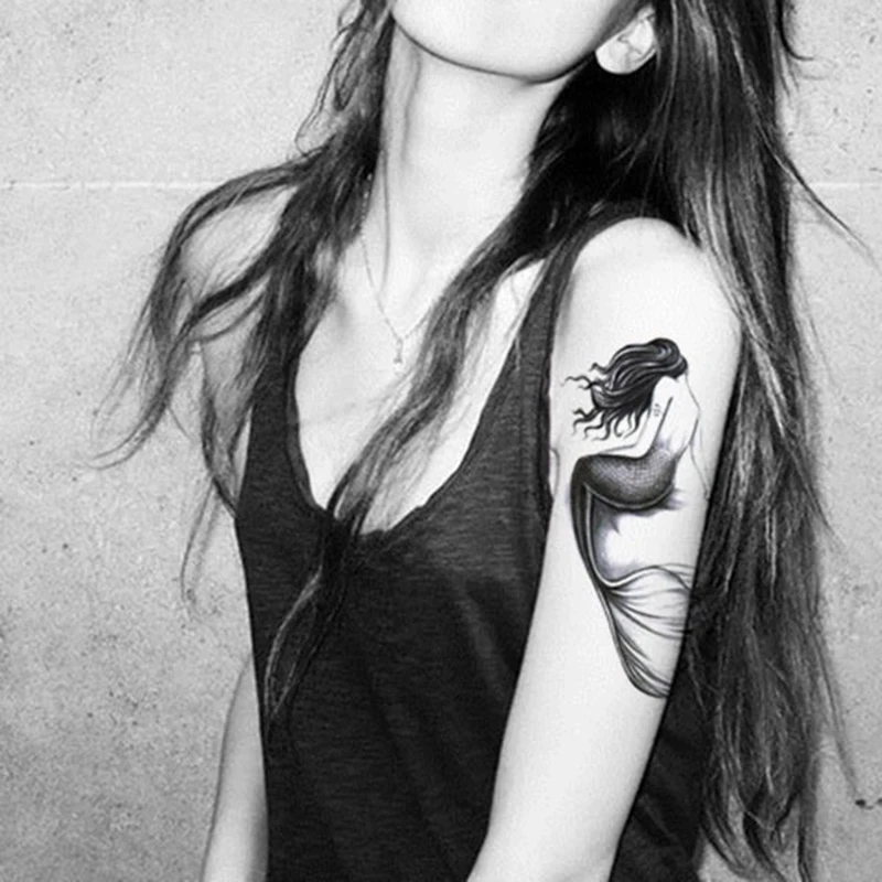 1 шт./компл. Малый полный цветок рука Временная водостойкая татуировка наклейки Русалка для Для женщин мужской боди-арт