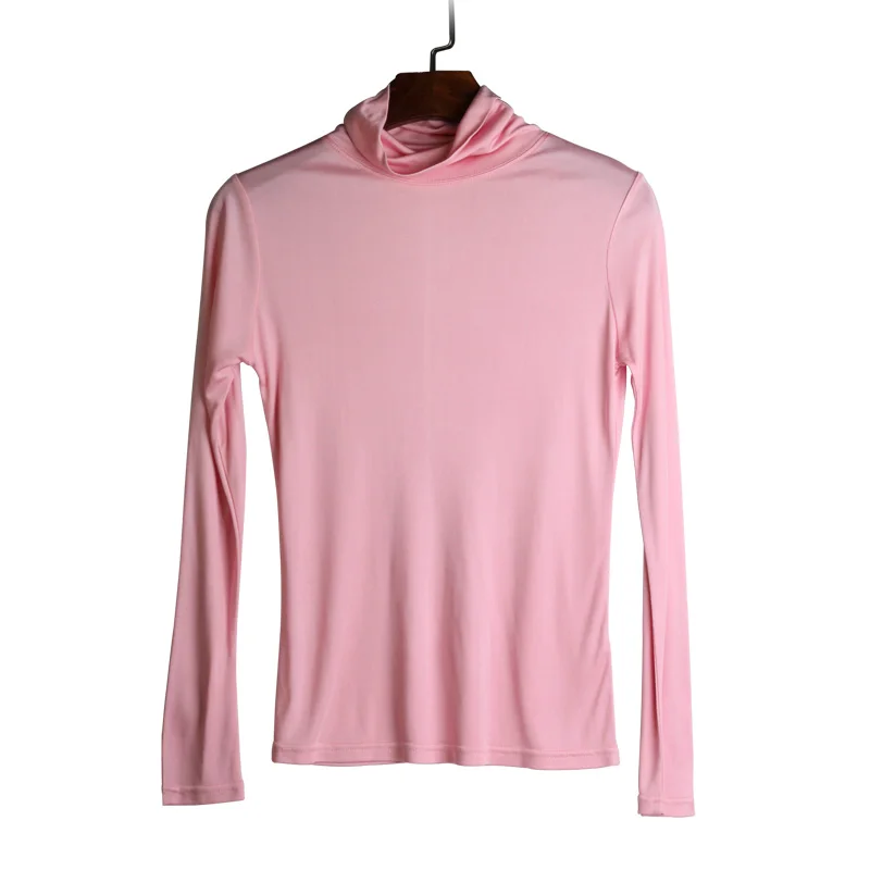 Рубашка SuyaDream Женская шелковая водолазка с длинным рукавом однотонный пуловер