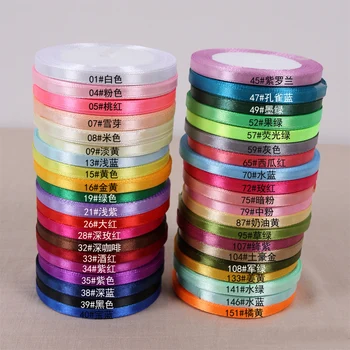 6mm 1 4 Width 25yard 22meter roll Polyester Ribbon Chrismas Wedding Decor Wrap Box Package Satin