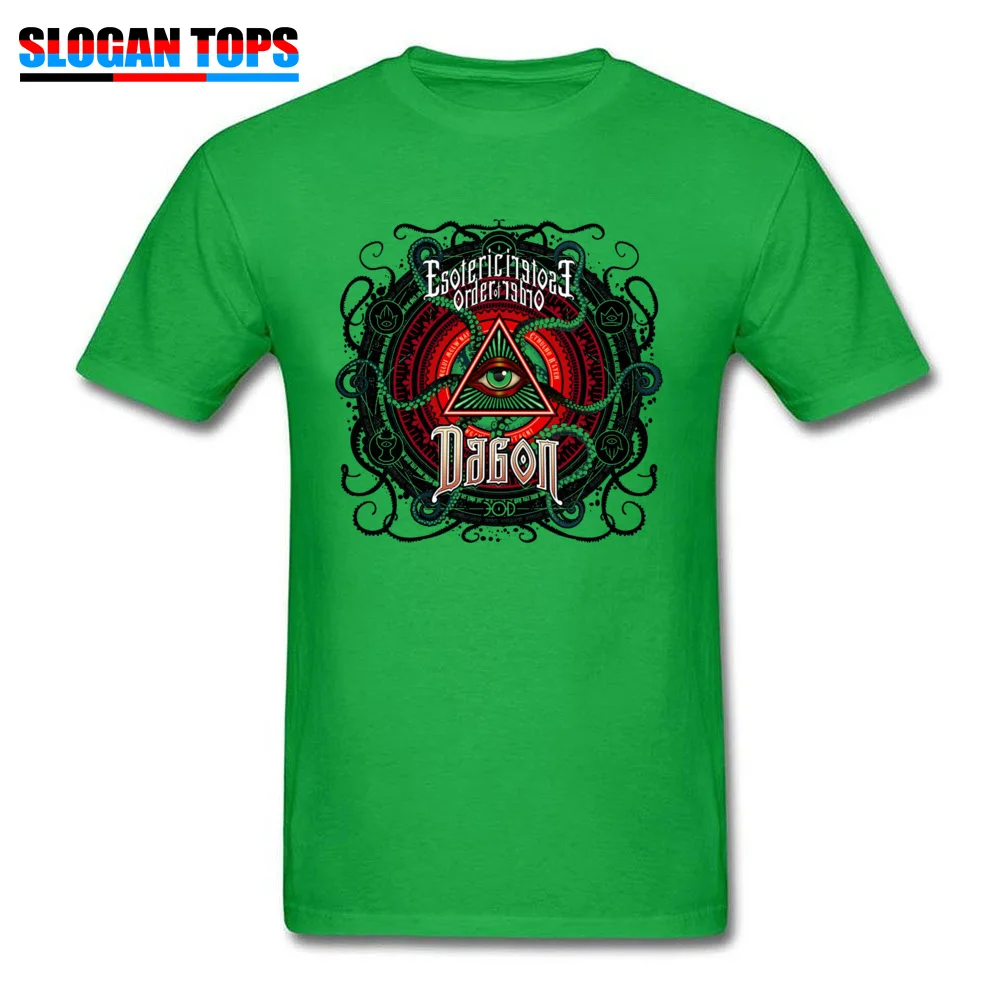 Tops & Tees Simple Style Summer Autumn On Sale cosie Short Sleeve 100% Cotton Round Neck Mens T-shirts cosie Tops Shirt Lovecraft Esoteric Order of Dagon 21033 green