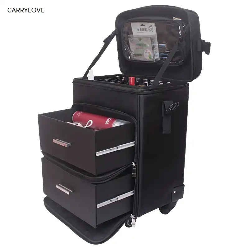 CARRYLOVE косметичка на колесиках, сумка на колесиках, дамский набор инструментов для макияжа ногтей, салоны красоты для татуировок, чемодан на колесиках - изображение