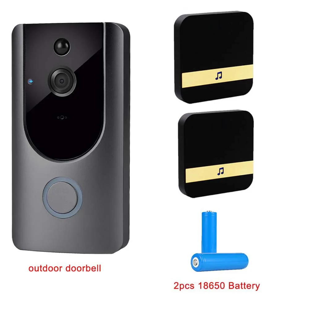 HD 720P wifi Визуальный дверной звонок беспроводной домофон дверной звонок Камера PIR Обнаружение движения Ночное видео умный дверной звонок кольцо - Цвет: M2-2433-BB