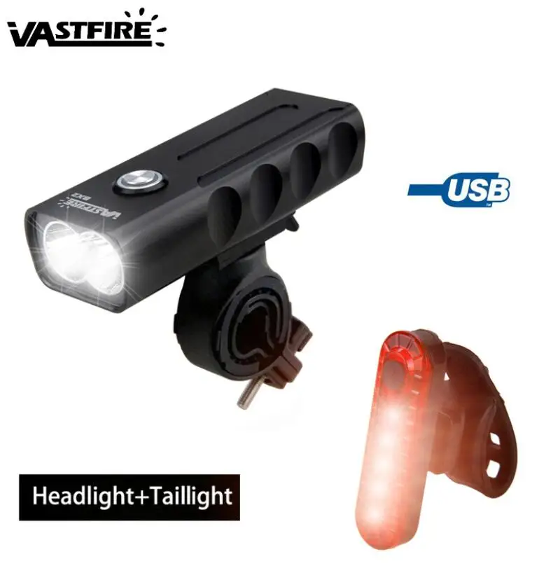 Яркий 3 режима велосипедный USB фонарь T6 светодиодный фонарь Водонепроницаемый 1000LM фонарик для велосипеда, встроенный Батарея Перезаряжаемые Передний фонарь для велосипеда - Цвет: With USB Taillight