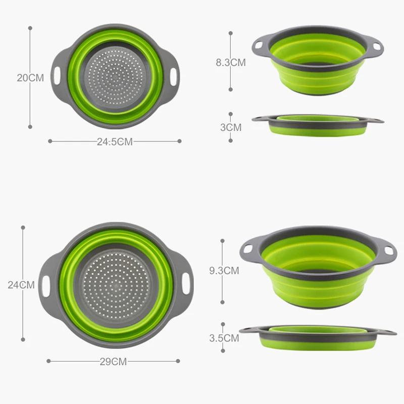 Collapsible Colander Set Food Grade Kitchen Strainer Folding Drainage Baskets Vegetable Fruit Storage Basket Kitchen Tools (3)